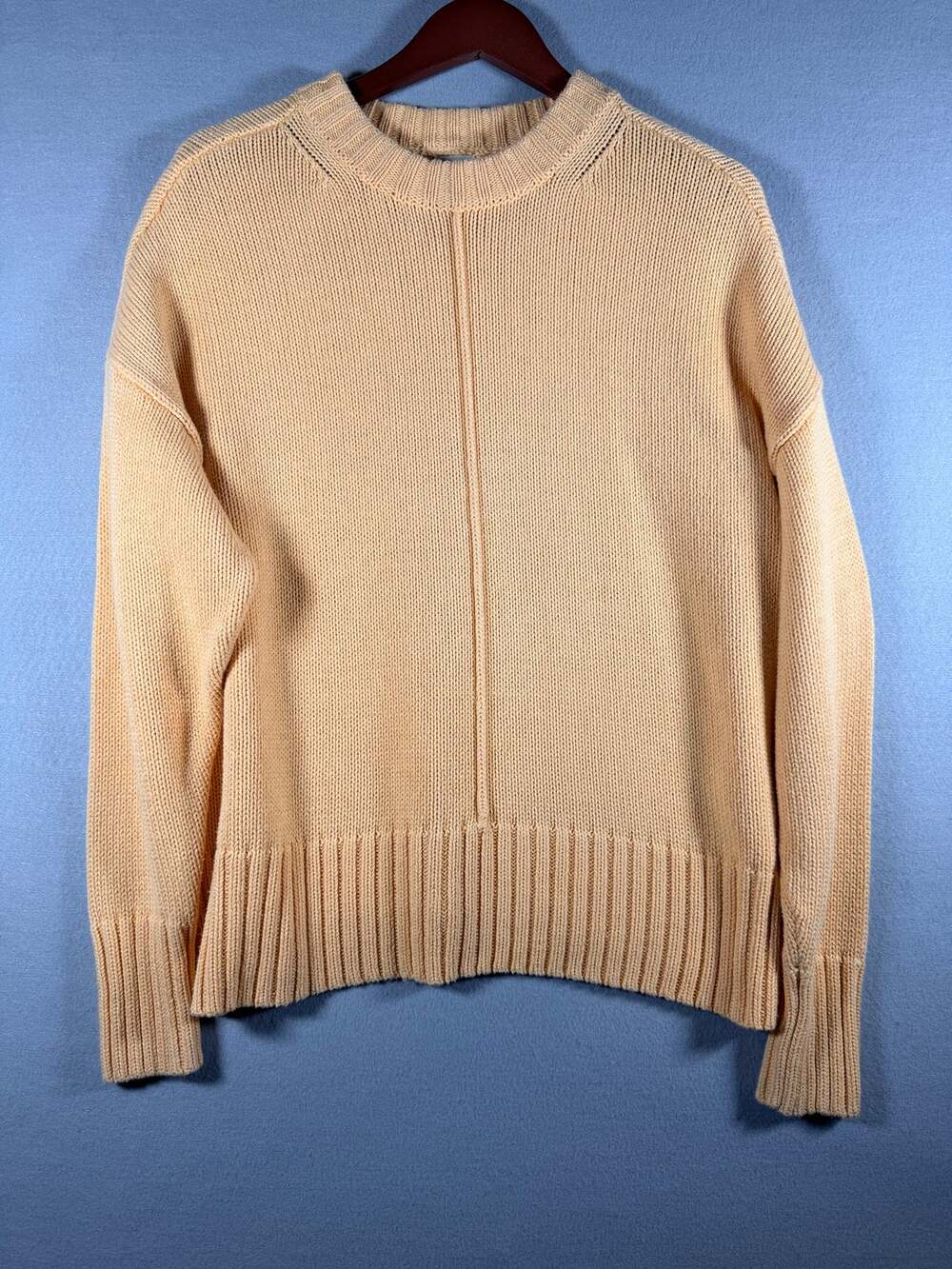 A New Day Womens XL Peach Crewneck Pullover Sweater Cotton Blend Chunky Knit